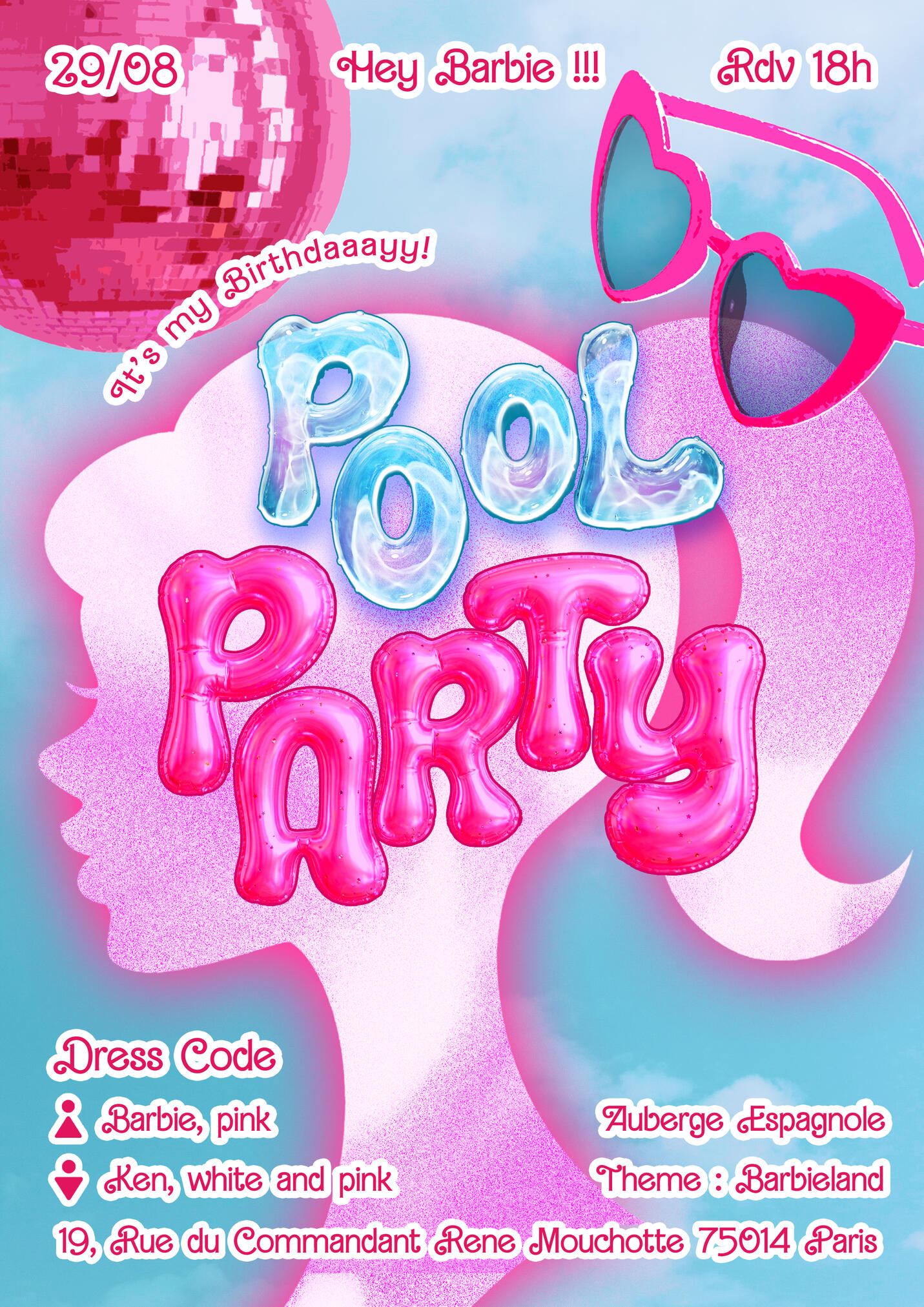 Affiche B-day Pool Party